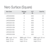 Jaquar Nero Surface Square Downlighter LED Surface Light 6W 12W 18W