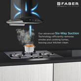Faber Hood Magnus 3D IN HC SC FL EBK 60 Autoclean Filterless Chimney - Six-way Suction