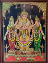 Murugan Valli Deivanai Tanjore Painting 15 x 12 inch