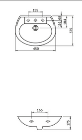 RAK Ceramics Tampa Wall Hung Wash Basin