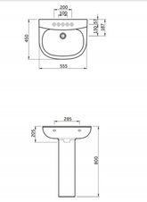 RAK Ceramics Flora 22 Full Pedestal Wash Basin 55cm
