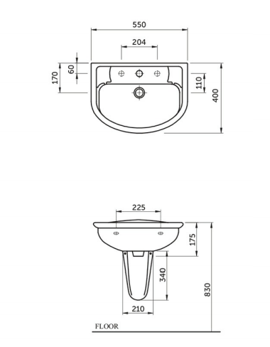 RAK Ceramics Orchid Full Pedestal Wash Basin