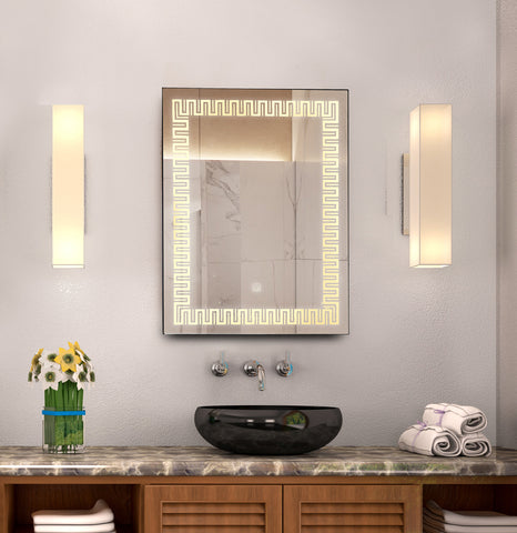 S3 Zigzag Rectangular LED Mirror 24x18 inch using Saint-Gobain Mirror - 3 Colour without Defogger