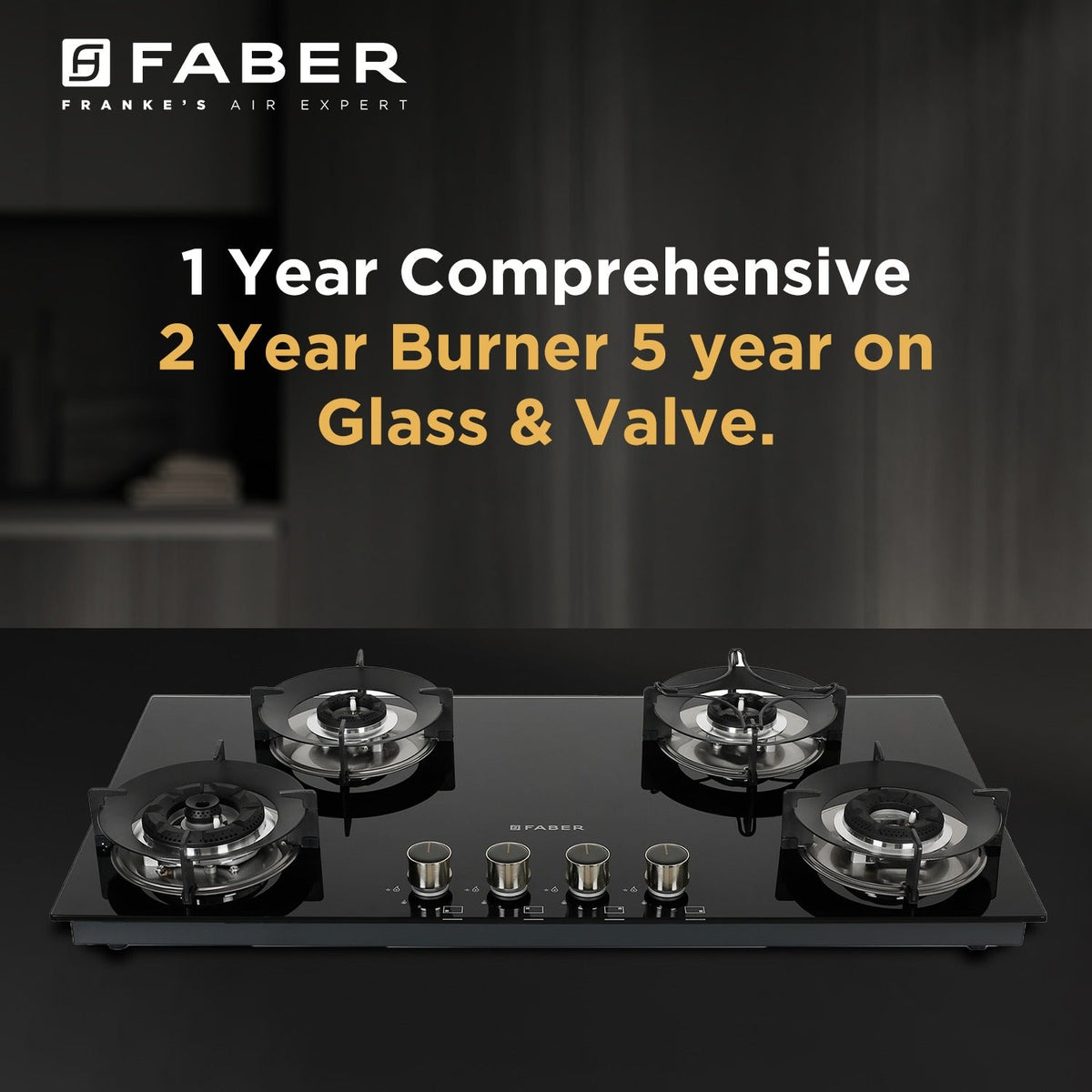 Faber Hob Superia HT904 BR AI 4 Burner Auto-Ignition Spillage Proof Gas Hob Top