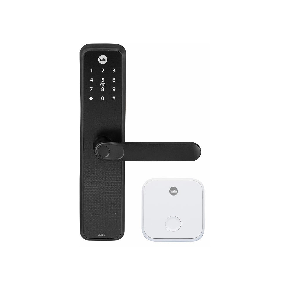 Yale Zuri S Black Smart Lock with 5 Way Unlocking - Fingerprint, PIN, RFID, Manual Key and Built-in Bluetooth to Access through Home App -  Included Connect Wifi Bridge
