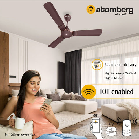 Atomberg Erica Smart IOT Enabled 1200 mm BLDC Motor with Remote 3 Blade Ceiling Fan