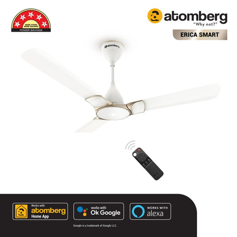 Atomberg Erica Smart IOT Enabled 1200 mm BLDC Motor with Remote 3 Blade Ceiling Fan