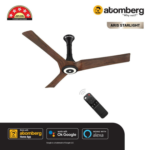 Atomberg Aris Starlight IOT Enabled 1200 mm BLDC Motor with Remote 3 Blade Ceiling Fan