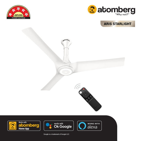 Atomberg Aris Starlight IOT Enabled 1200 mm BLDC Motor with Remote 3 Blade Ceiling Fan