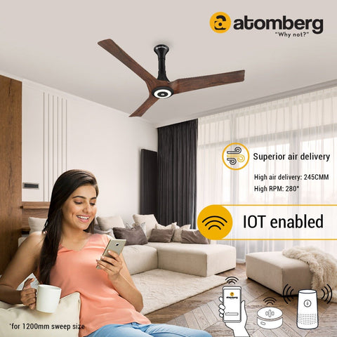 Atomberg Aris Starlight IOT Enabled 1200 mm BLDC Motor with Remote 3 Blade Ceiling Fan