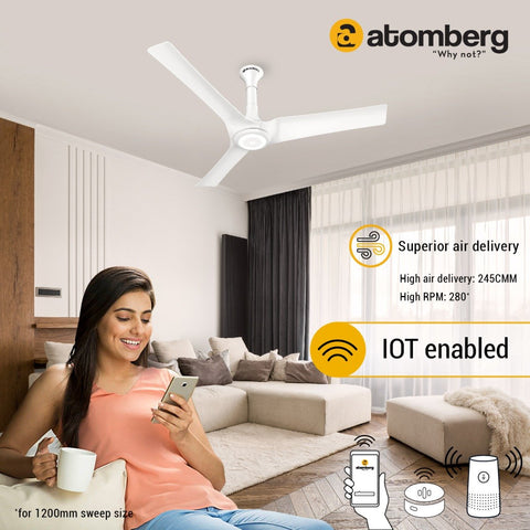 Atomberg Aris Starlight IOT Enabled 1200 mm BLDC Motor with Remote 3 Blade Ceiling Fan