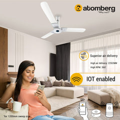 Atomberg Studio Smart+ IOT Enabled 1200 mm BLDC Motor with Remote 3 Blade Ceiling Fan