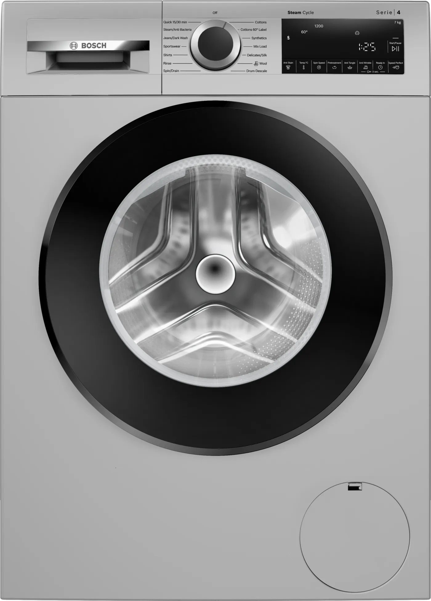 Bosch Series 4 washing machine, front loader 7 kg 1200 rpm - Silver - WGA1220SIN 