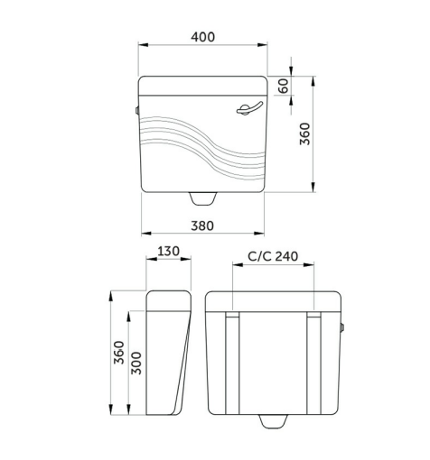 RAK Ceramics Mawja Single Flush Cabinet Cistern