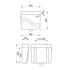 RAK Ceramics Mawja Single Flush Cabinet Cistern