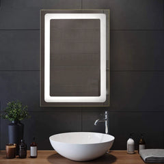 S3 Classic Rectangular LED Mirror 24x18 inch using Saint-Gobain Mirror - 3 Colour without Defogger