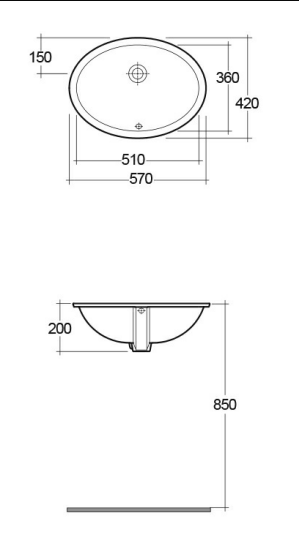 RAK Ceramics Rosa Wash Basin Under Counter