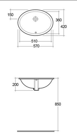 RAK Ceramics Rosa Wash Basin Under Counter