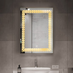 S3 Twist Rectangular LED Mirror 24x18 inch using Saint-Gobain Mirror - 3 Colour without Defogger