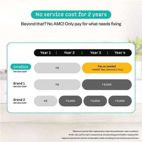 Atomberg Intellon Ro Water Purifier AMC Comparison with other brands