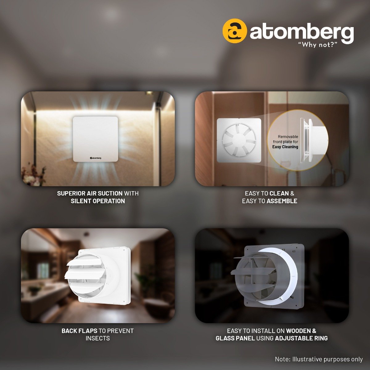 Atomberg Studio 150 MM exhaust fan is easy to clean and has flaps to prevent insects