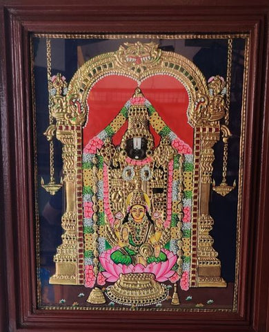 Tirupathi Balaji Lakshmi Tanjore Painting 15 x 12 inch