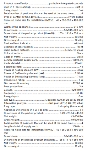 Bosch Built-in Gas Hob 4 Burner 90CM Series 4 PNF9B6G20I Tempered glass Black