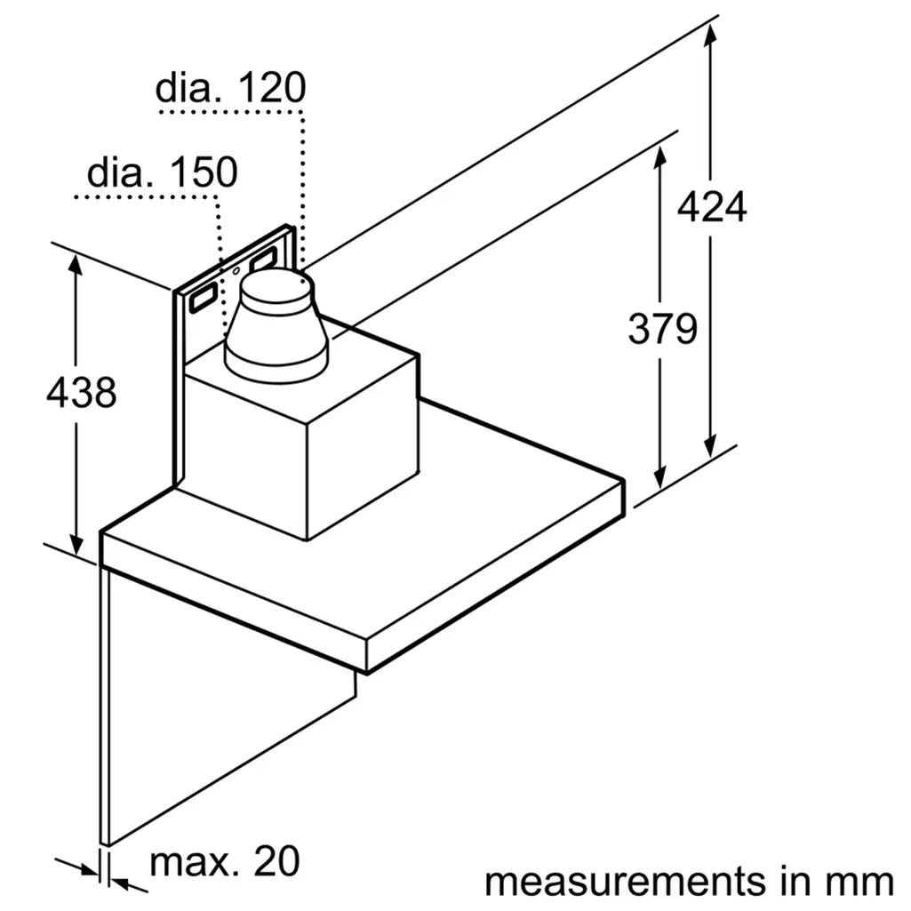 Bosch Chimney 60CM-DWB67JP50I-Series6-Wall-MountedCookerHood-StainlessSteel-TechSpecification2