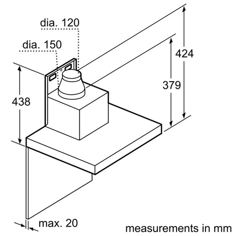 Bosch Chimney 60CM-DWB67JP50I-Series6-Wall-MountedCookerHood-StainlessSteel-TechSpecification2