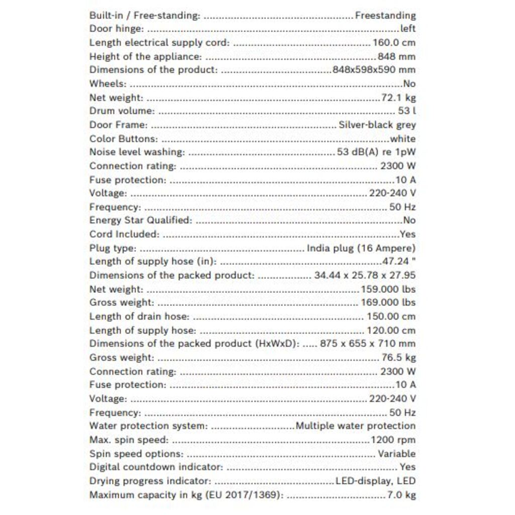 BoschFrontLoadWashingMachineSeries67Kg1200rpm-WGA1220PIN-Techspecification