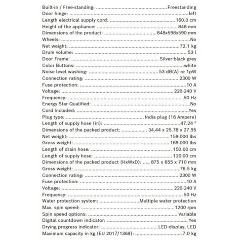 BoschFrontLoadWashingMachineSeries67Kg1200rpm-WGA1220PIN-Techspecification