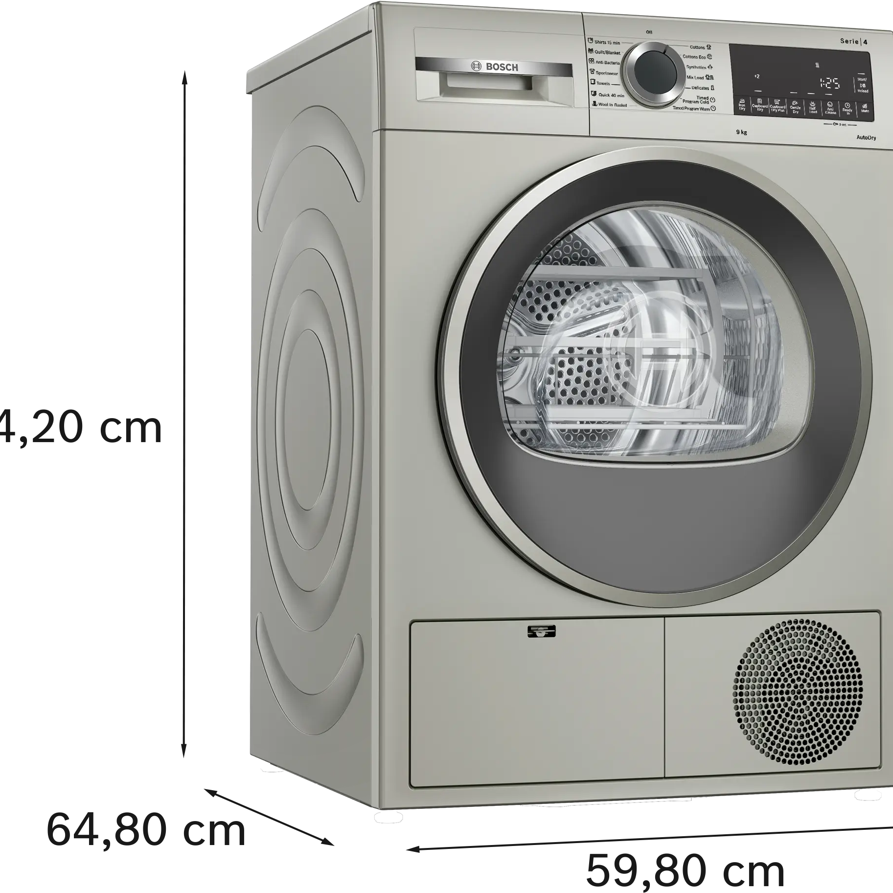 Bosch 9 kg Series 4 Condenser Tumble Dryer WPG24108IN Diminensions