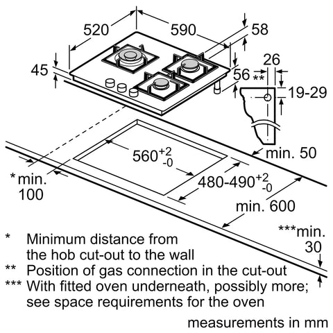 Bosch_Built-in_Gas_Hob_60CM-Series4_3Burner_-_PNC6B6F10I-Tempered Glass - Black-Tech Specification