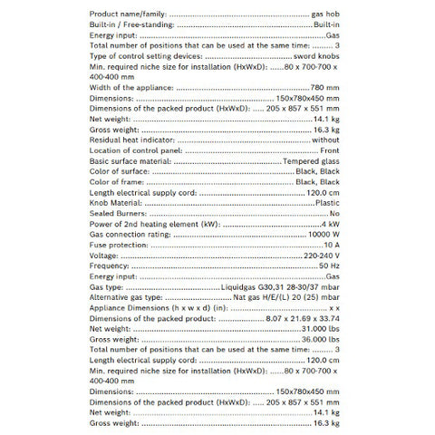 Bosch_Built-in_Series_4_Gas_Hob_70cm_Tempered_Glass_Black_PMD83D31NX-Specification