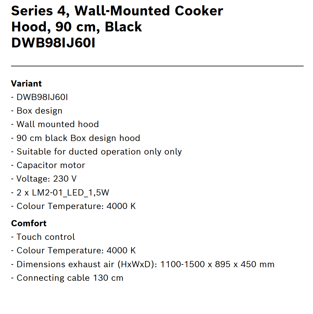Bosch Chimney DWB98IJ60I-Technical-Specification