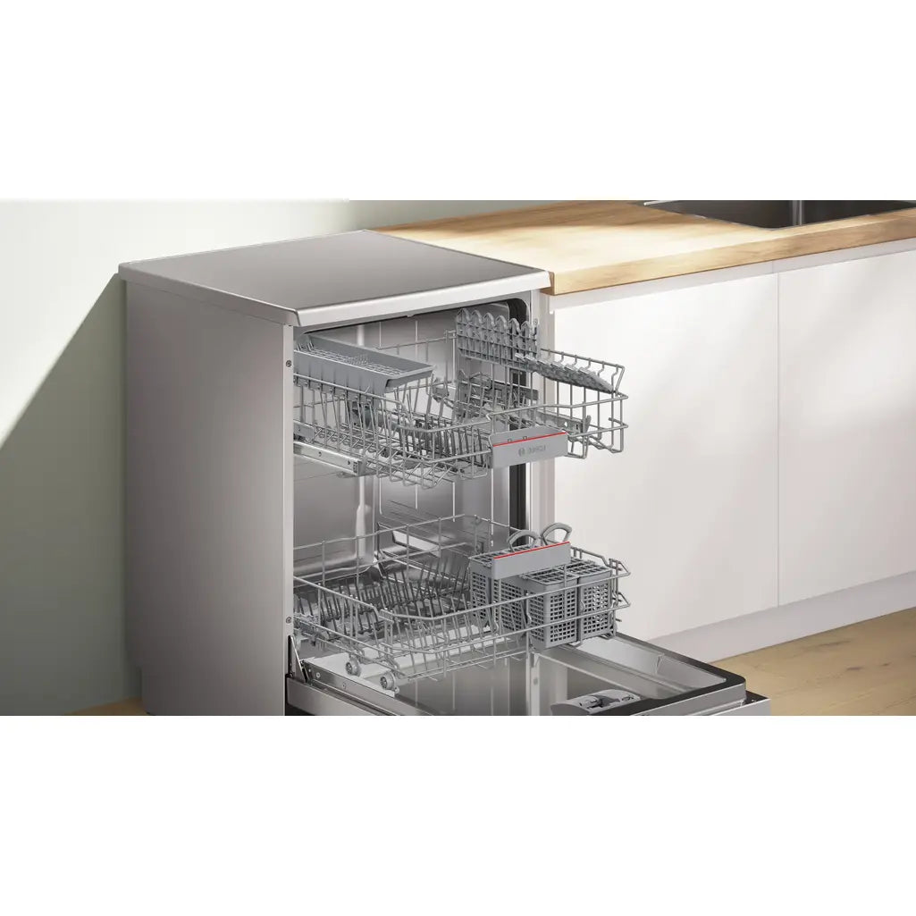 Bosch Free-Standing Dishwasher 14 Place Settings Series 60 Cm SMS6IKI01I- Brushed steel anti-fingerprint