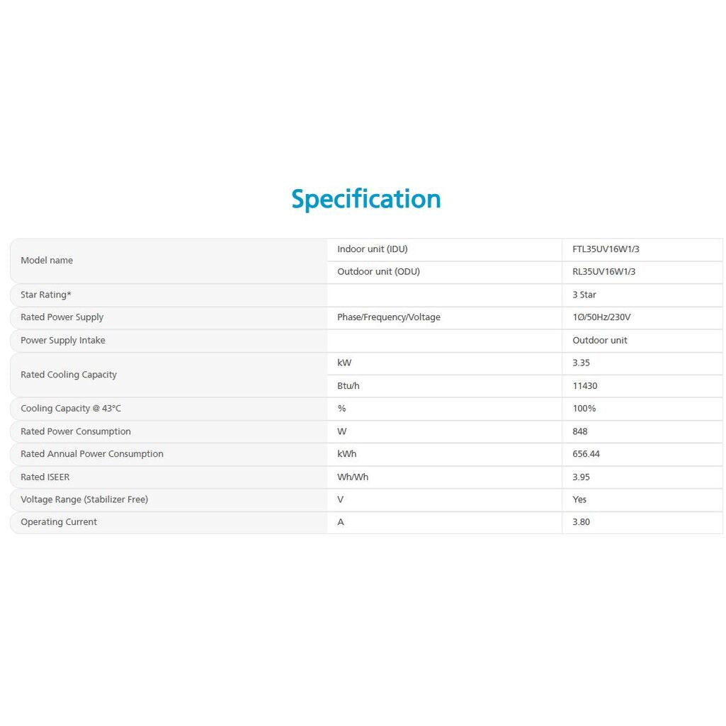 Daikin-1.0-Ton-3Star-NonInverter-SplitAC-_FTL35UV16W1_RL35UV16W1_CopperCondenser_-Specification