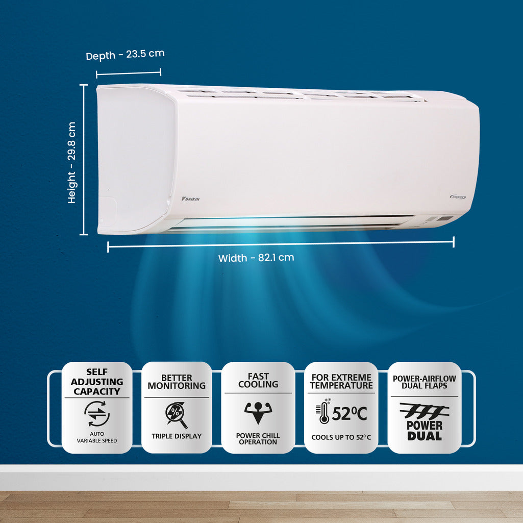 DaikinAC-1.0Ton-Inverter-3Star-SplitAC-ATKL35UV16WandRKL35UV16W-CopperCondenser-Dimension