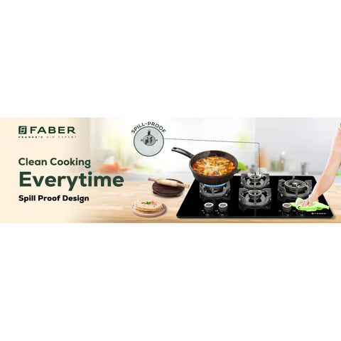 Faber 90cm 4 Burner Hob Experia HT 904 ALU AI FFD