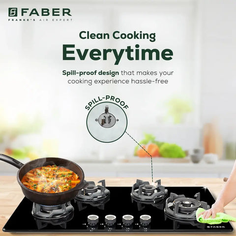 Faber 90cm 4 Burner Hob Experia HT 904 ALU AI FFD