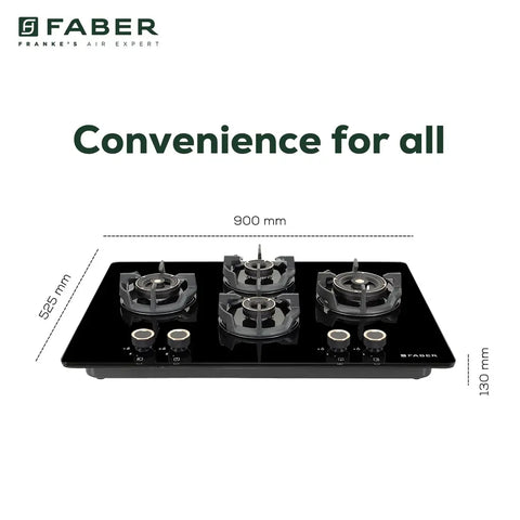 Faber 90cm 4 Burner Hob Experia HT 904 ALU AI FFD