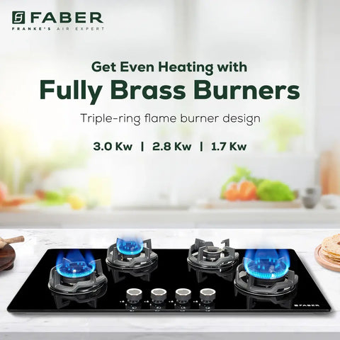 Faber_90cm_4_Burner_Hob_Experia_HT_904_ALU_AI_FFD-Triple_Ring _Flame_Burner_Design