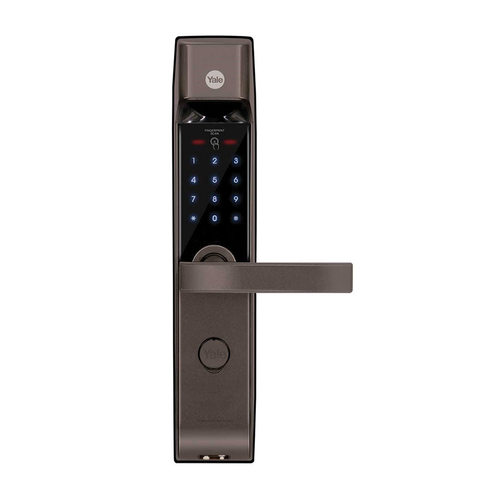 Yale YDM 4115 -A Series, Biometric Smart Lock, Brown With Fingerprint, PIN, manual key and Yale Home App