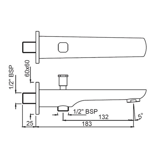 Jaquar Kubix Prime Bathtub Spout Chrome SPJ-35463PM