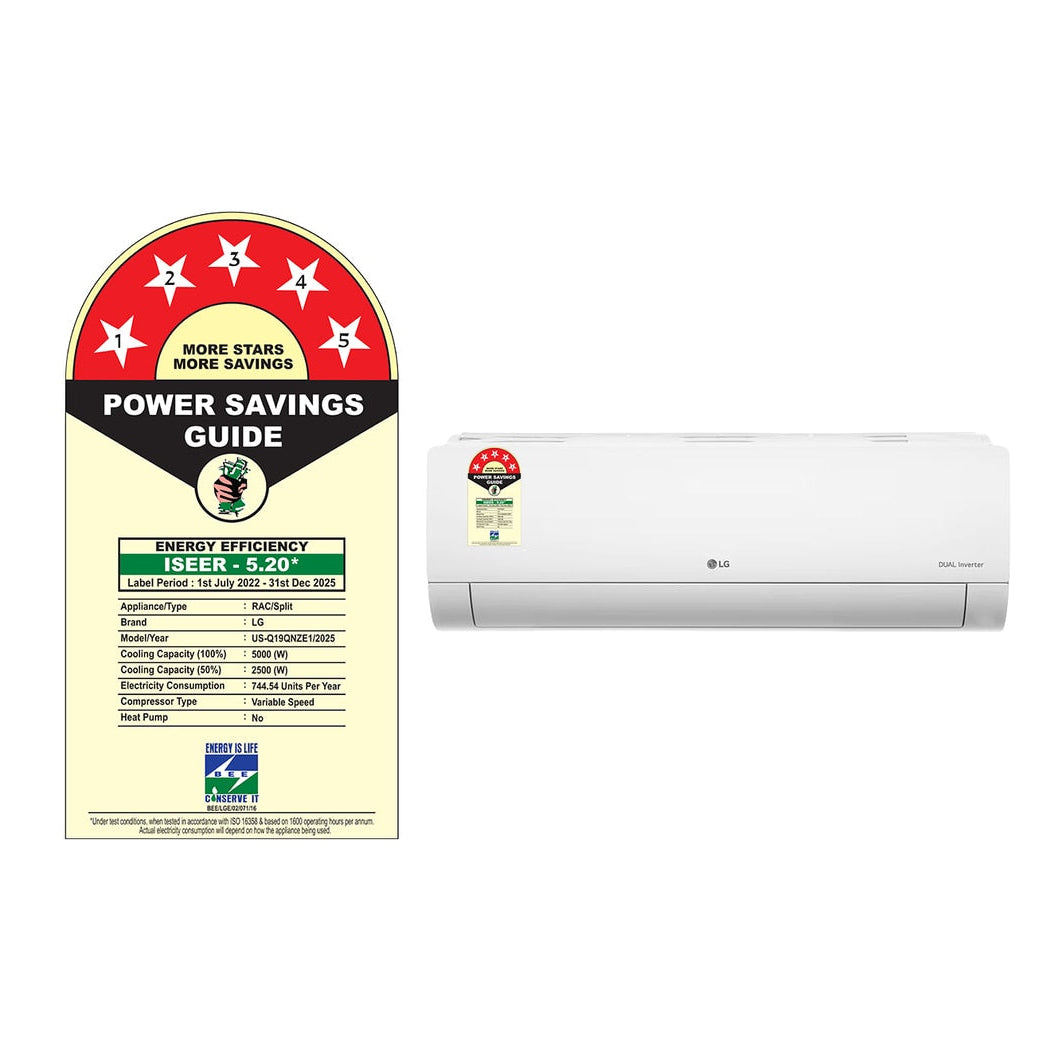 LG AC 1.5 Ton 5 Star Split AC with AI Convertible 6-in-1 Cooling 4-Way Cooling US-Q19QNZE1