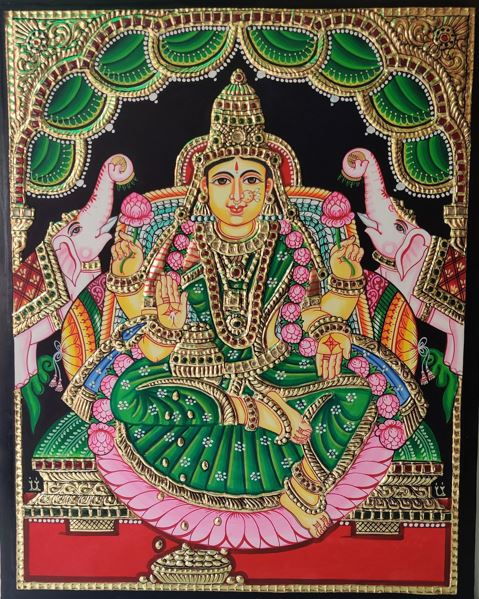 Gaja Lakshmi Tanjore Painting 15 x 12 inch