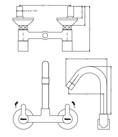 Parryware Claret Sink Mixer T4635A1