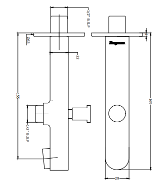 Parryware Claret Bathspout with Diverter T4627A1