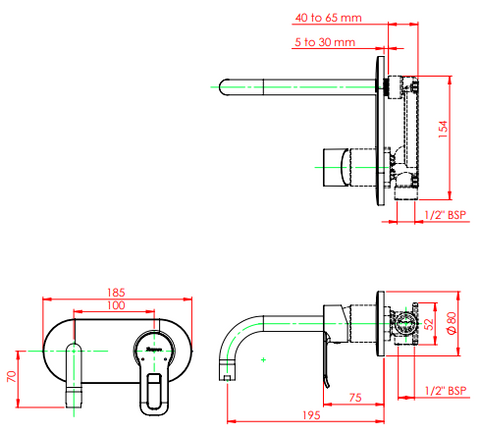 Parryware Claret Wall Mounted Basin Mixer Upper Trim(Compatible with G9002A1) G3876A1