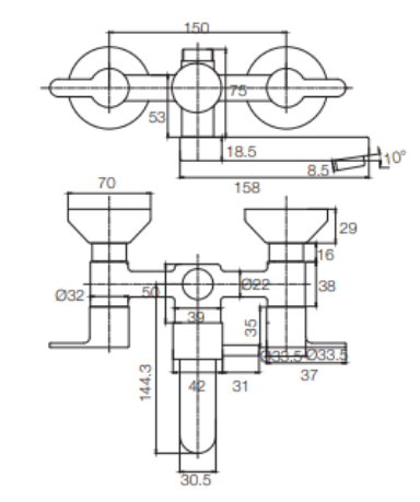 Parryware Claret Wall Mixer 2-in-1 (T4616A1/G5216A1)